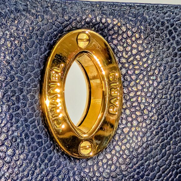 Chanel Rare Vintage Dark Blue Vertical Caviar Mademoiselle Kelly - Picture 11 of 16